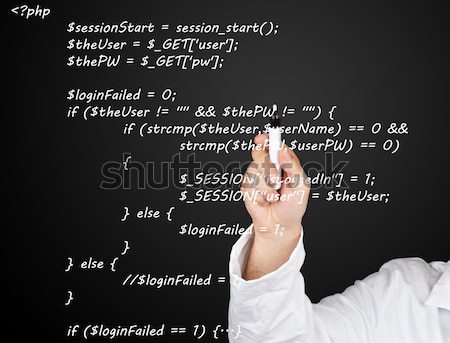 Quelle Code Lehrer Wissenschaftler schriftlich php Stock foto © ShawnHempel