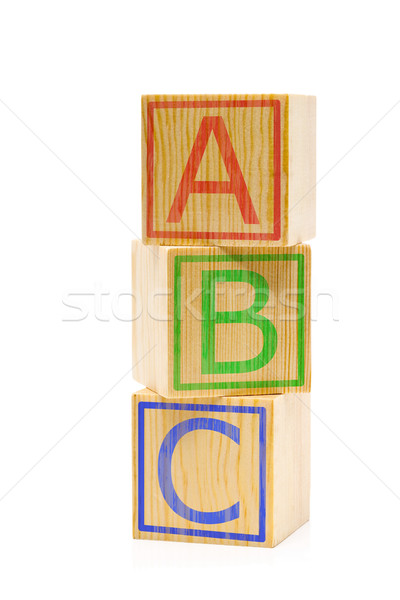 Stacked brown wooden ABC letter cubes Stock photo © ShawnHempel