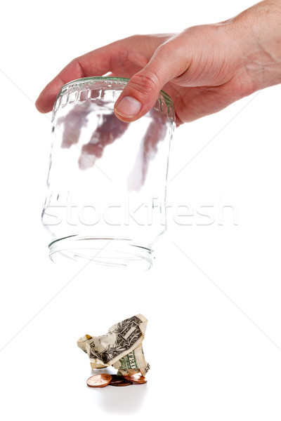 Laatste penny hand jar glas achtergrond Stockfoto © ShawnHempel