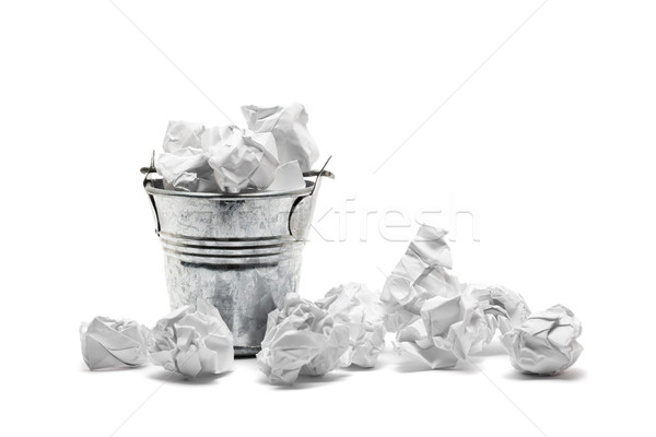 Stock photo: Waste basket with crumpled papers