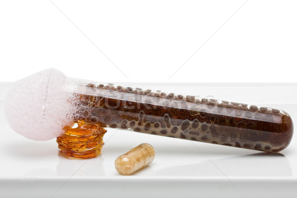 Molecular gastronomía café postre caviar tubo de ensayo Foto stock © ShawnHempel