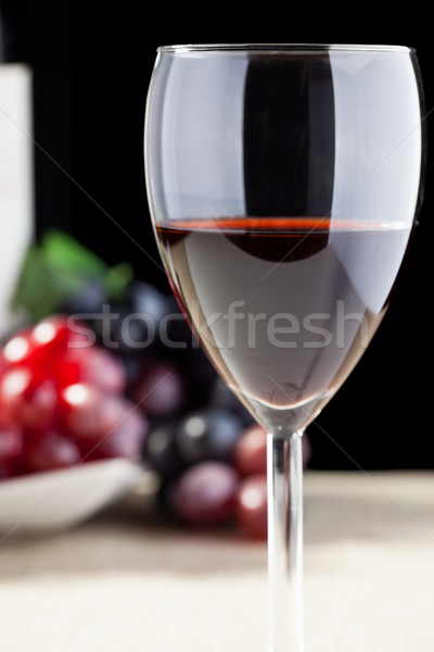 ストックフォト: 赤ワイン · ガラス · ブドウ · 食品 · ワイン · 表