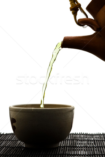 Zdjęcia stock: Zielona · herbata · sylwetka · ceramiczne · kubek · wody · zielone