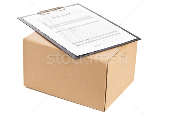 Csomagszállítás barna karton doboz vágólap űrlap Stock fotó © ShawnHempel