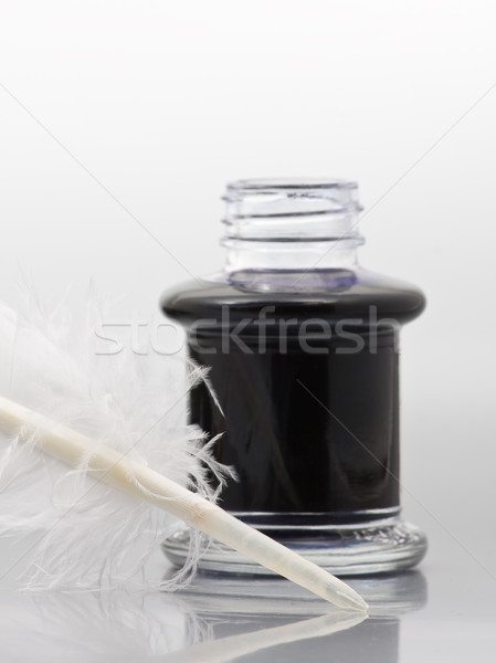 Stock photo: Quill and inkwell