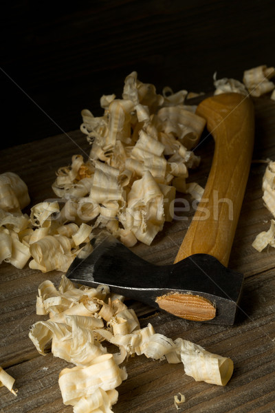 Carpenters woodworking carving axe work tool on wood table in wo Stock photo © ShawnHempel