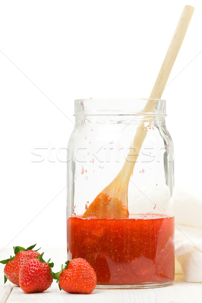 Hausgemachte Erdbeere Marmelade Glas jar Stock foto © ShawnHempel