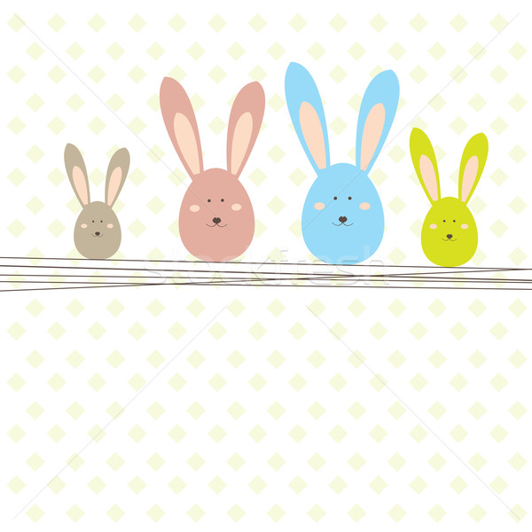 Stock photo: Easter card with rabbit . Vector illustration