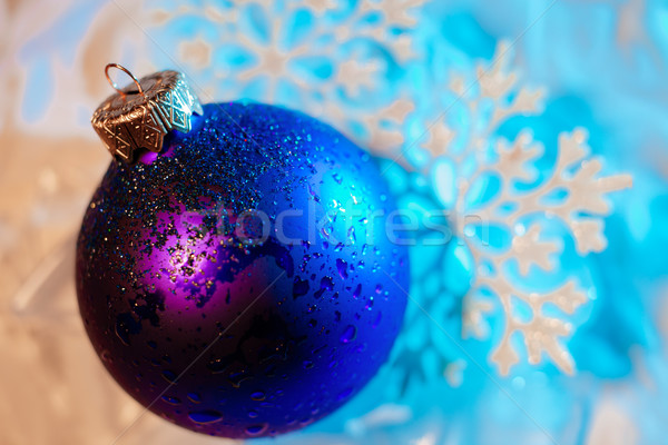 Stock photo: frozen ice ball decoration with snowflake close up