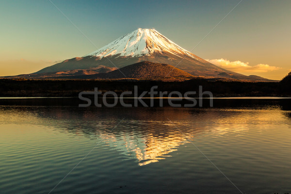 Wereld erfgoed Mount Fuji meer water wolken Stockfoto © shihina
