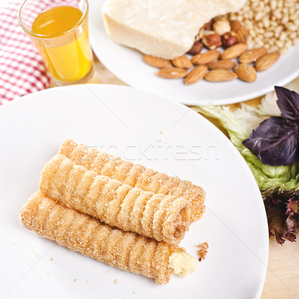 Krep peynir beyaz plaka gıda akşam yemeği Stok fotoğraf © shivanetua