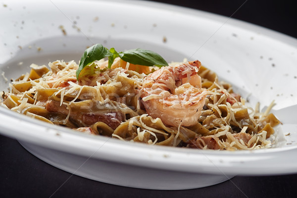 İtalyan makarna karides restoran öğle yemeği spagetti Stok fotoğraf © shivanetua