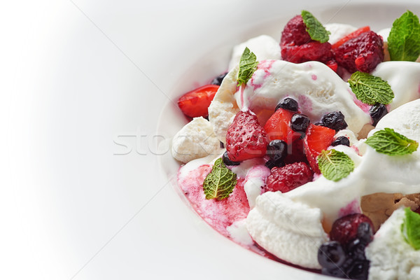delicious ice cream with fruit, berries and pieces of meringue Stock photo © shivanetua