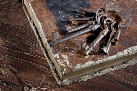 ősi kulcsok nyitva különböző könyv kulcs Stock fotó © sibrikov