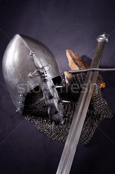 Vasaló sisak középkori lovag nehéz Stock fotó © sibrikov