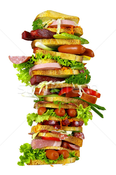 Smaczny kanapkę ulubiony posiłek wiele ludzi Zdjęcia stock © sibrikov