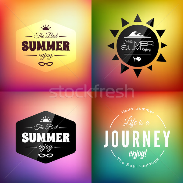 Retro styled summer calligraphic design card set Stock photo © sidmay