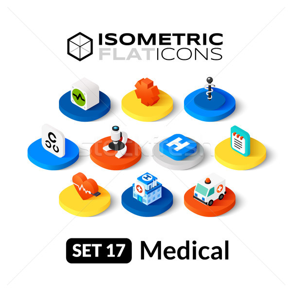 Stockfoto: Isometrische · 17 · iconen · 3D · pictogrammen