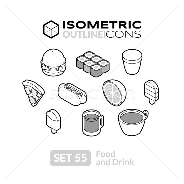 Stockfoto: Isometrische · schets · iconen · 3D · pictogrammen