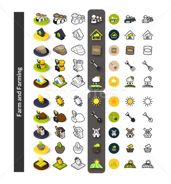 集 圖標 不同 風格 等距 商業照片 © sidmay