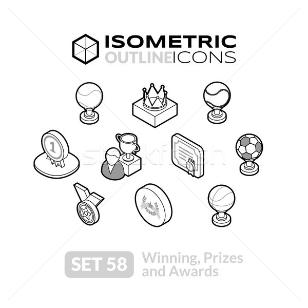 Stock photo: Isometric outline icons set 58