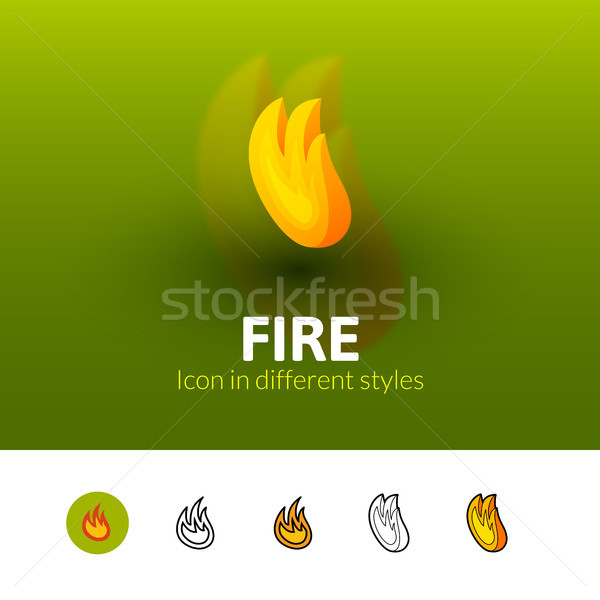 огня икона различный стиль цвета вектора Сток-фото © sidmay