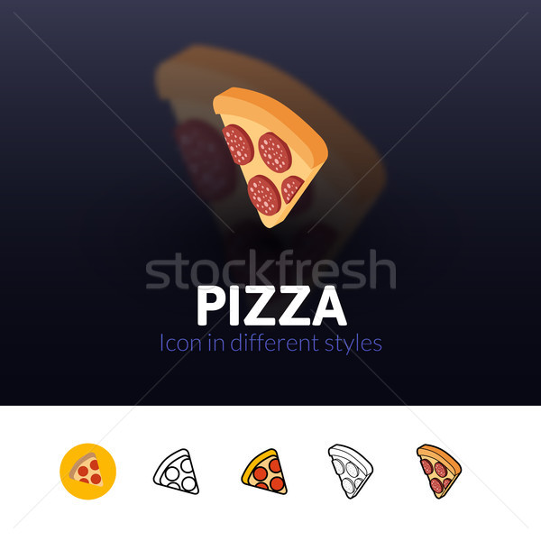 Stockfoto: Pizza · icon · verschillend · stijl · kleur · vector