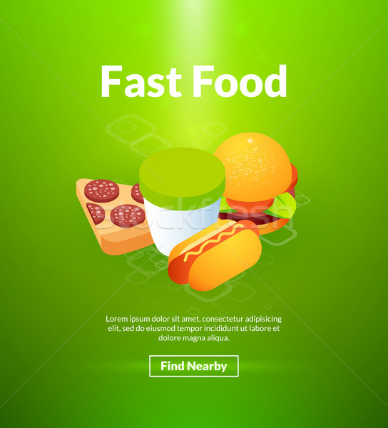 Fast food poster of isometric color design Stock photo © sidmay