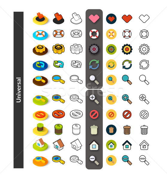 Zestaw ikona inny stylu izometryczny kolorowy Zdjęcia stock © sidmay