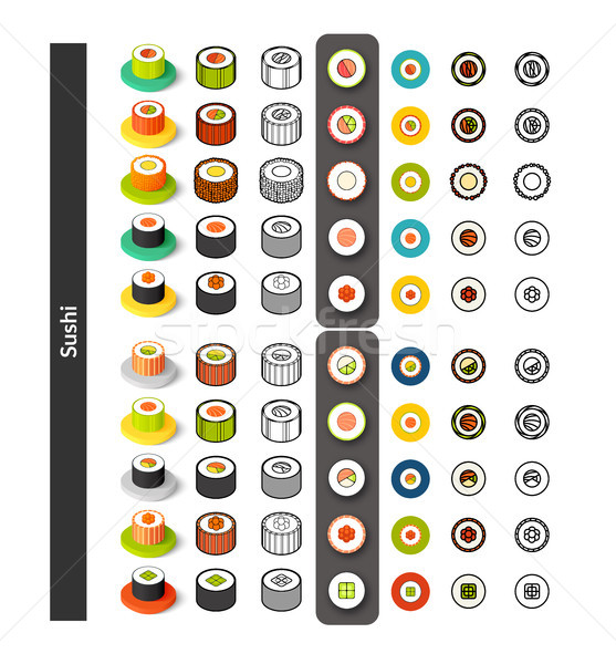 Zestaw ikona inny stylu izometryczny kolorowy Zdjęcia stock © sidmay