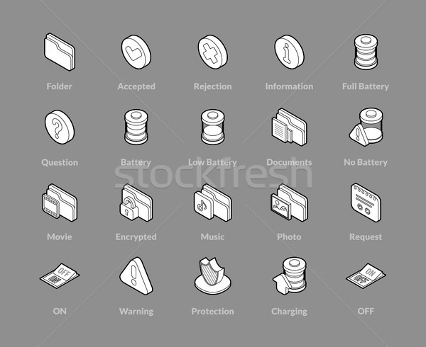 Gliederung Symbole 3D Piktogramme Stock foto © sidmay