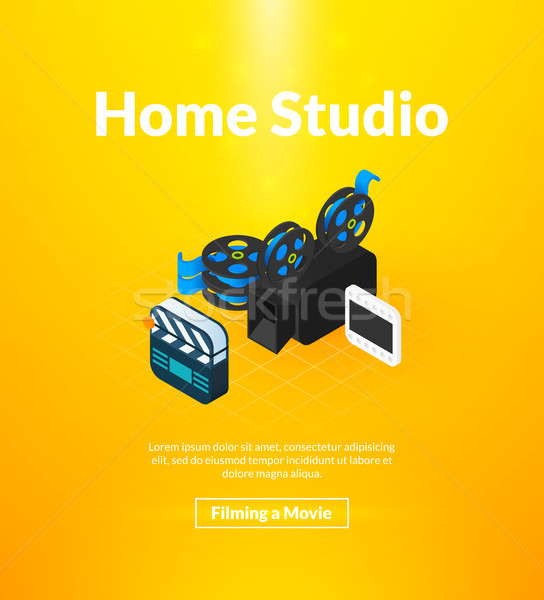 Home studio poster of isometric color design Stock photo © sidmay