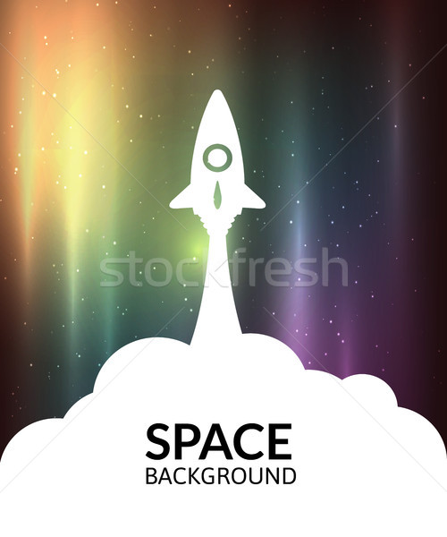 Yellow rocket and white cloud, icon in flat style, vector illustration Stock photo © sidmay