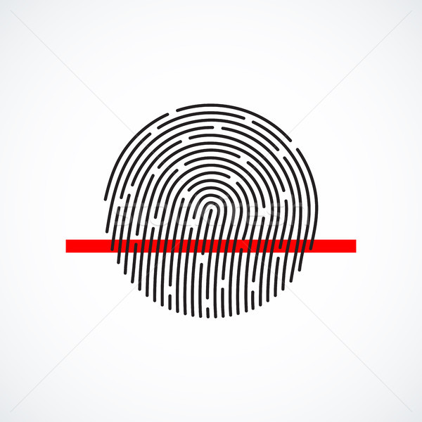 Fingerabdruck Identifizierung schwarz Symbol rot isoliert Stock foto © sidmay