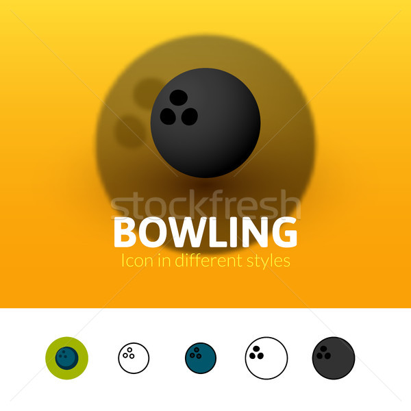 Stock foto: Bowling · Symbol · unterschiedlich · Stil · Farbe · Vektor