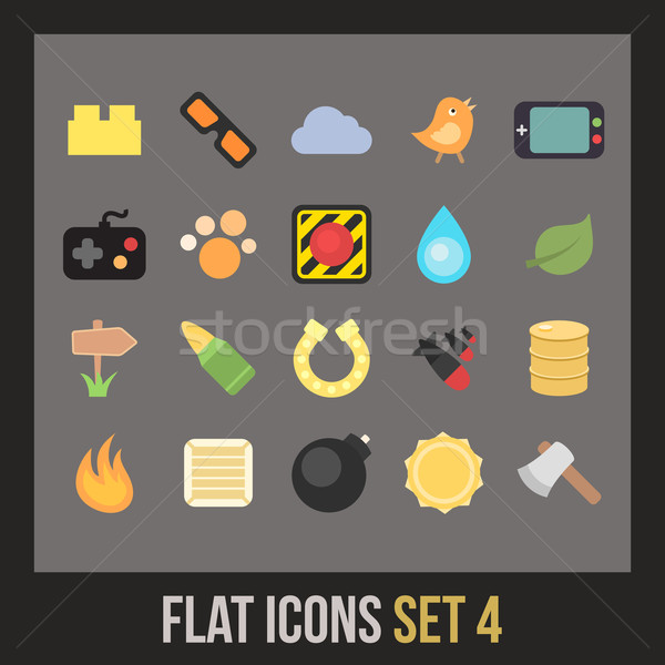 Flat icons set 4 Stock photo © sidmay