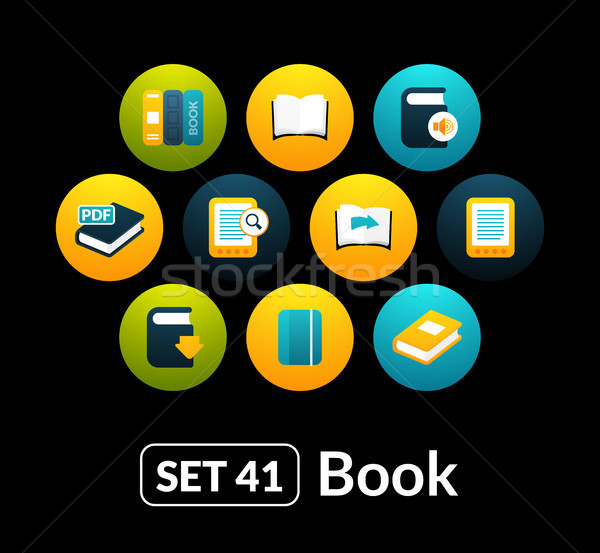 Flat icons vector set 41 - book collection Stock photo © sidmay