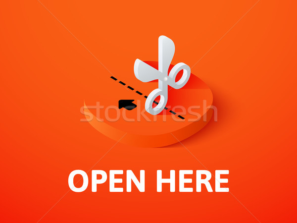 Open here isometric icon, isolated on color background Stock photo © sidmay