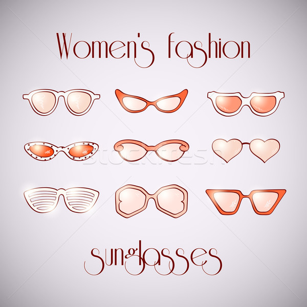 Women fashion isolated sunglasses set Stock photo © sidmay