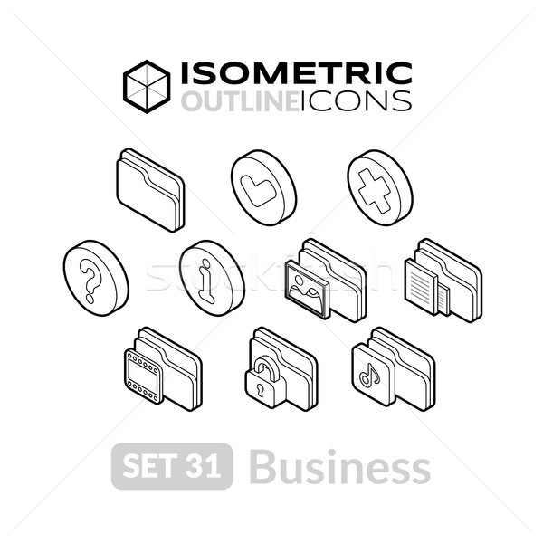 Stock fotó: Izometrikus · skicc · ikon · szett · 31 · ikonok · 3D