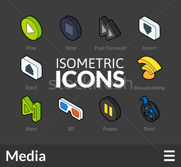 Isometric outline icons set 37 Stock photo © sidmay