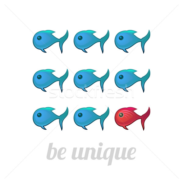 Be unique concept, blue and red fish Stock photo © sidmay