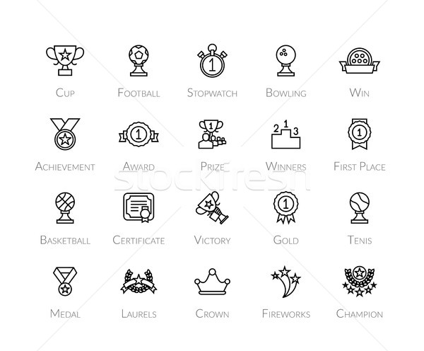 Stock photo: Outline icons thin flat design, modern line stroke style