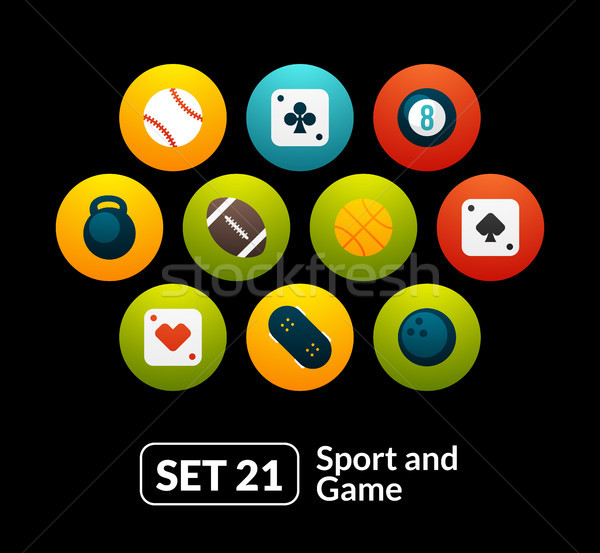 Flat icons set 21 - sport and game collection Stock photo © sidmay