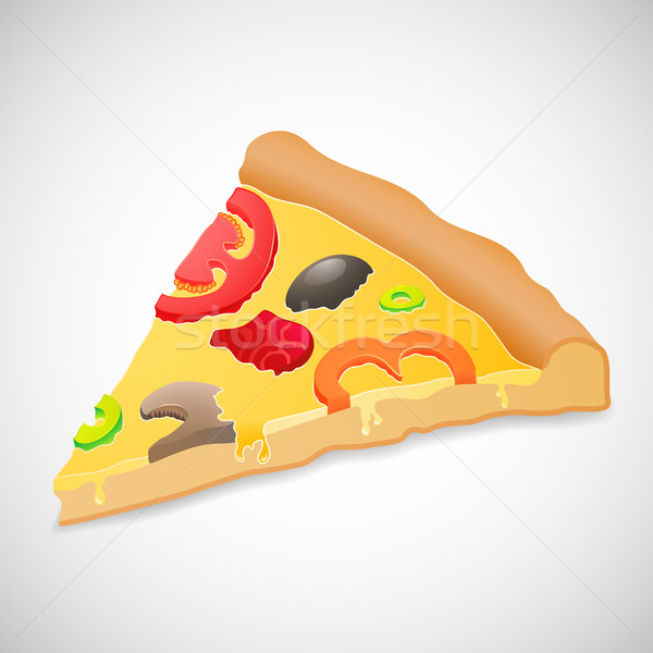 Stockfoto: Groot · stuk · pizza · geïsoleerd · witte · voedsel