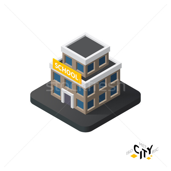 Isometric school icon, building city infographic element, vector illustration Stock photo © sidmay