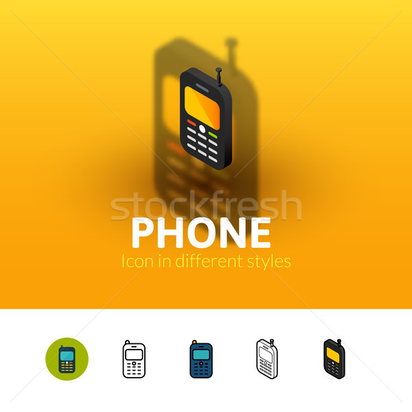 Telefon ikon farklı stil renk vektör Stok fotoğraf © sidmay