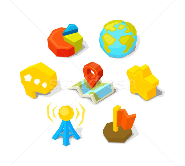 Universal vector icons in isometric, cartoon and low poly style Stock photo © sidmay