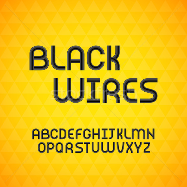 Wired wavy cable, black contour alphabet Stock photo © sidmay