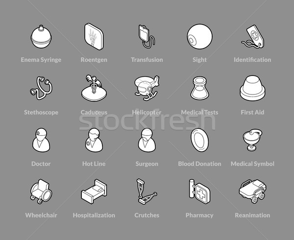 Isometric outline icons set Stock photo © sidmay